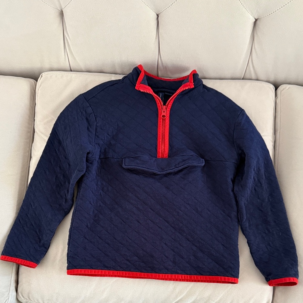 Janie and Jack Navy and Red Zip-Up Pullover Sweater Size 7